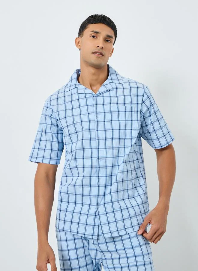 Styli Men Relaxed Fit Checked Shirt and Pyjama Set